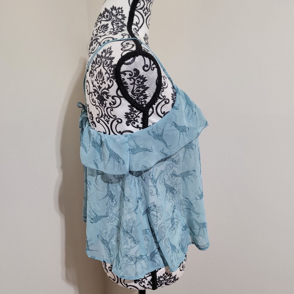 Final Touch Light Blue Giraffe Patterned Camisole… - image 2
